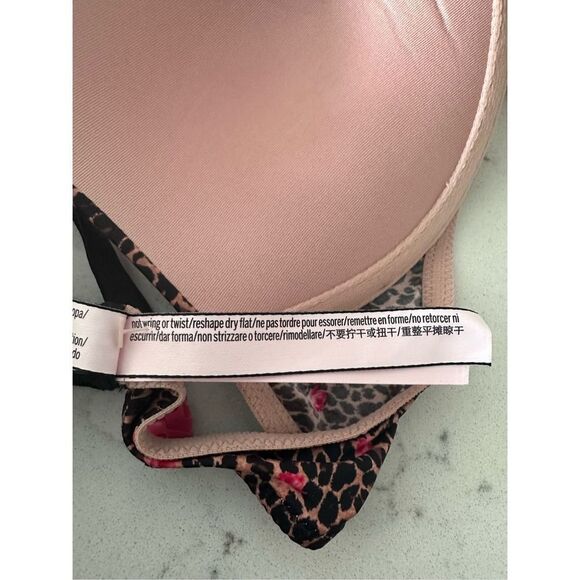 NWOT Victoria’s Secret Women’s Brown Leopard & Rose Print Push-Up Bra Size 32D‎ - Picture 10 of 10